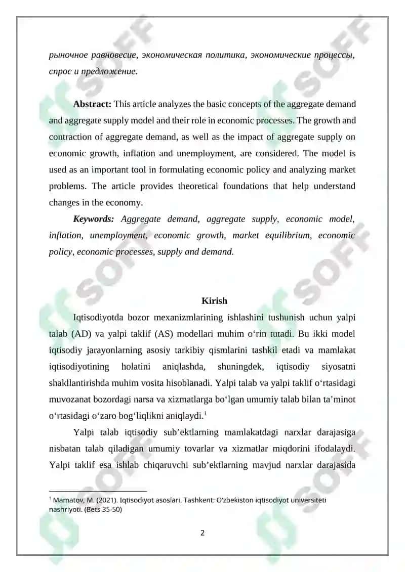 Yalpi talab va yalpi taklif modeli 2