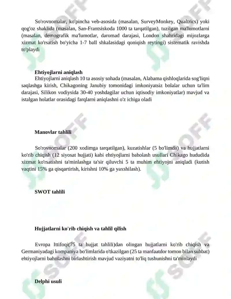 Ehtiyojni o’rganish metodlari 2
