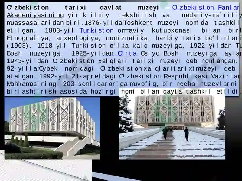 Toshkent shahrida joylashgan muzeylar yoshlar nigohida 2