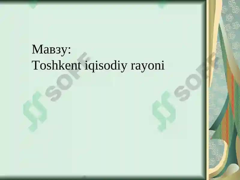 Toshkent iqisodiy rayoni 2