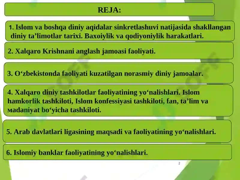 Zamonaviy diniy harakatlar va sektalar 2
