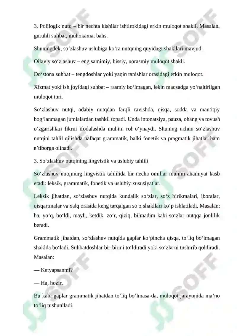 Soʻzlashuv nutqining tasnifi 2