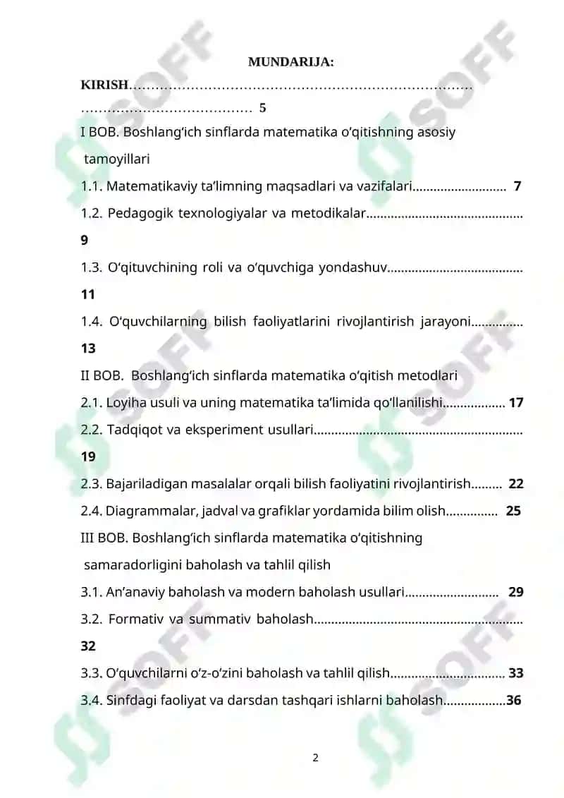 Boshlang'ich sinflarda matematika o'qitish 2