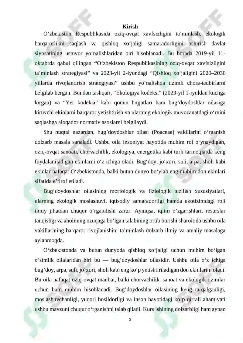 Bug’doydoshlar oilasining umumiy ta’rifi,vakillari,tuzilish xususiyatlari va ahamiyati. 2