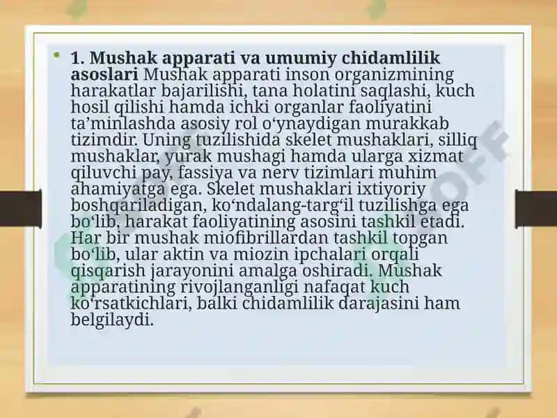 Mushak apparati va chidamlilik 2