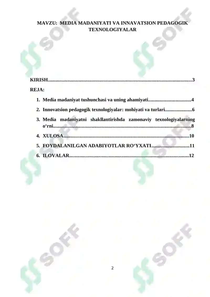 Media madaniyati va innavatsion pedagogik texnologiyalar 2