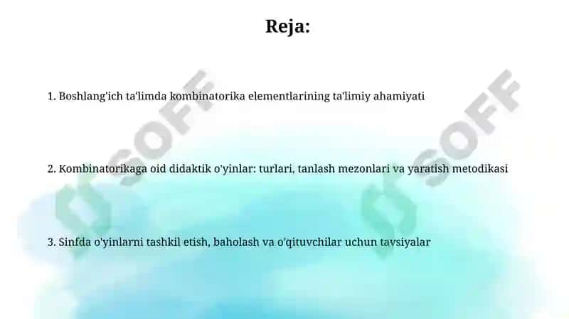 Boshlangʻich talimda kombinatorika elementlariga oid didaktik oʻyinlar toʻplash 2