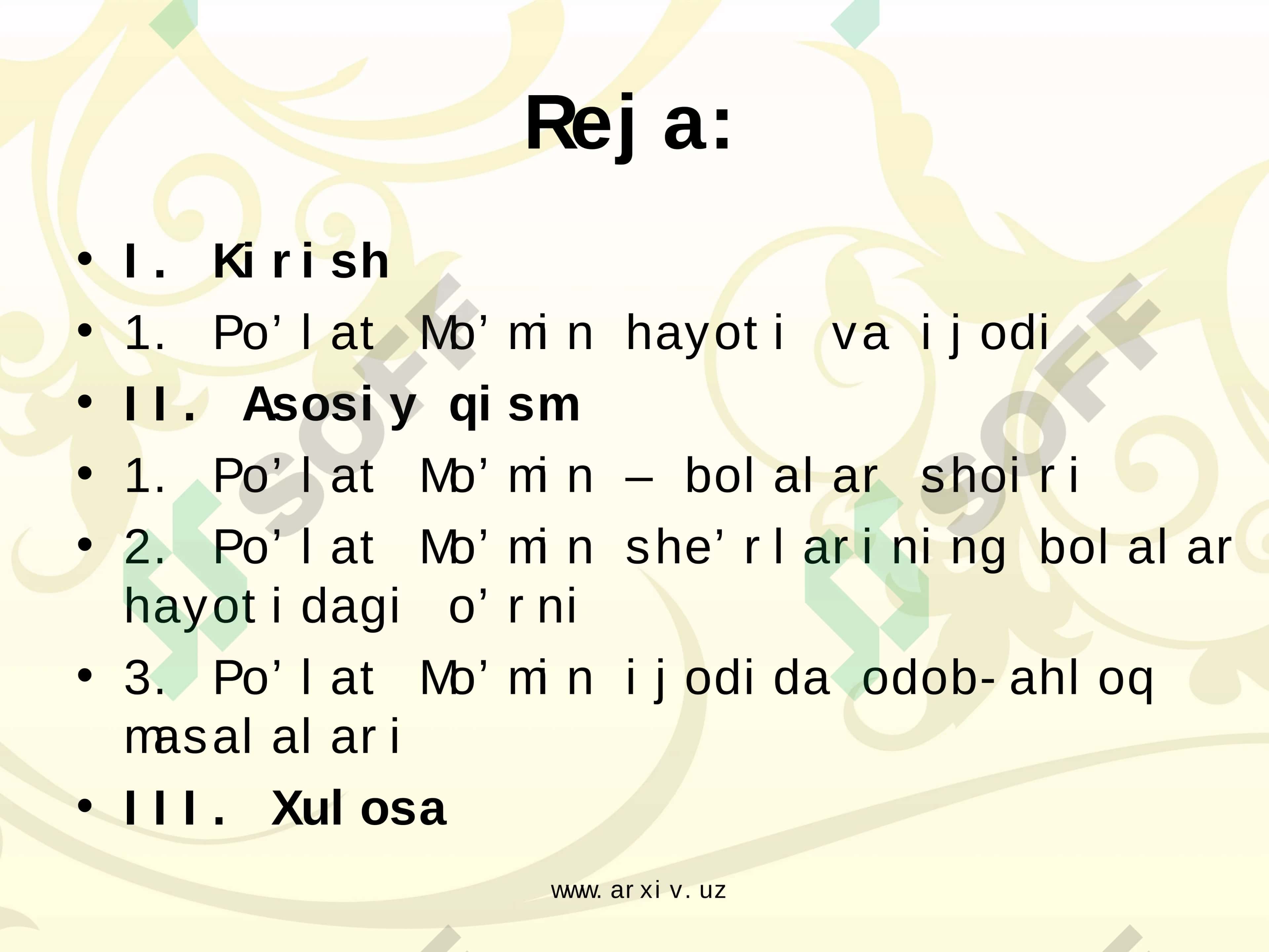 Po’lat Mo’min ijodida odob-ahloq mavzusi 2