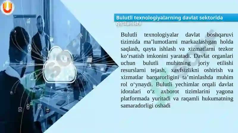 DAVLAT SEKTORIDA BULUTLI YECHIMLAR (E-GOV MAHALLIY REGLAMENTLAR) 2