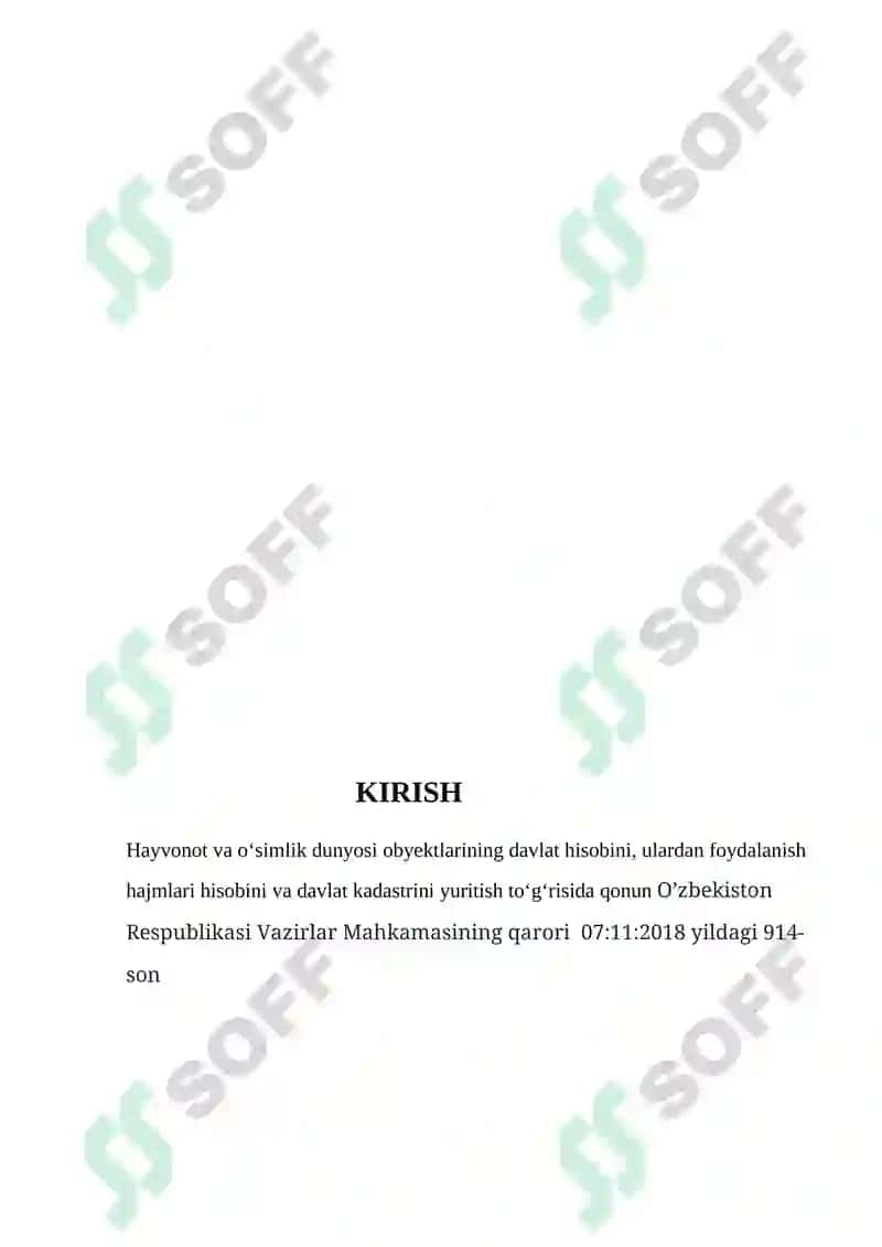 Hayvonot dunyosi obyektlari davlat kadastrini yuritish tartibi 2