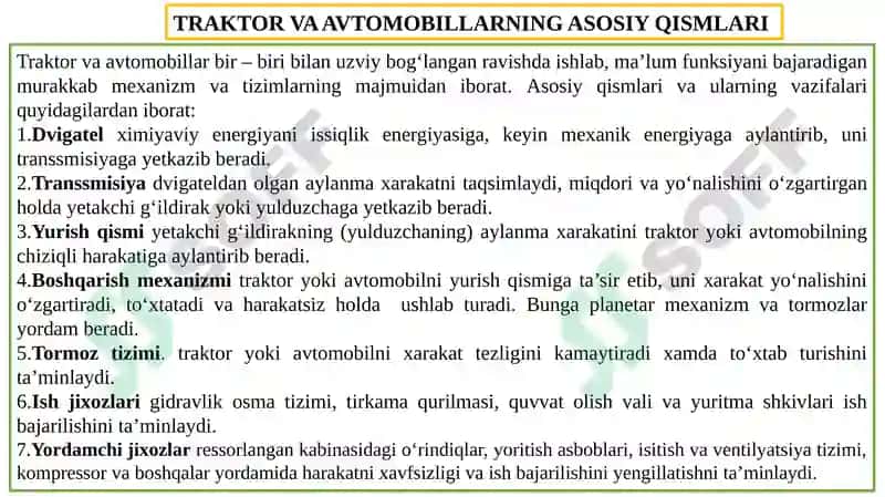 Traktor va Transport Vositalari Transmissiyasi 2