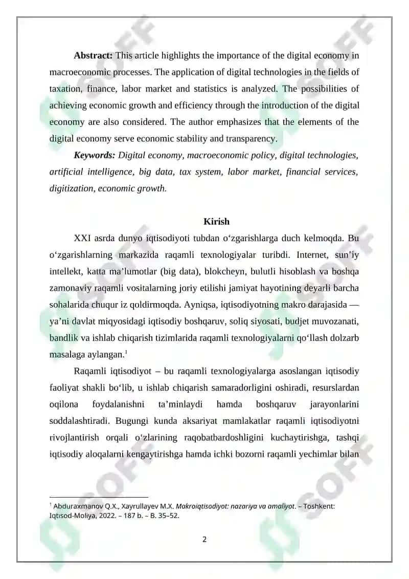 MAKROIQTISODIYOTDA RAQAMLI IQTISODIYOTNING MUHIM ELEMENTLARI QO‘LLANILISHI 2