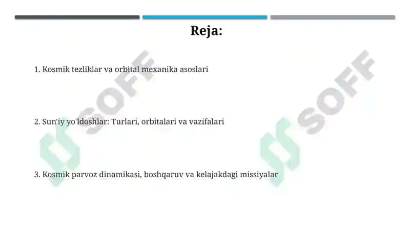 Kosmik tezliklar va sun'iy yo'ldoshlar 2