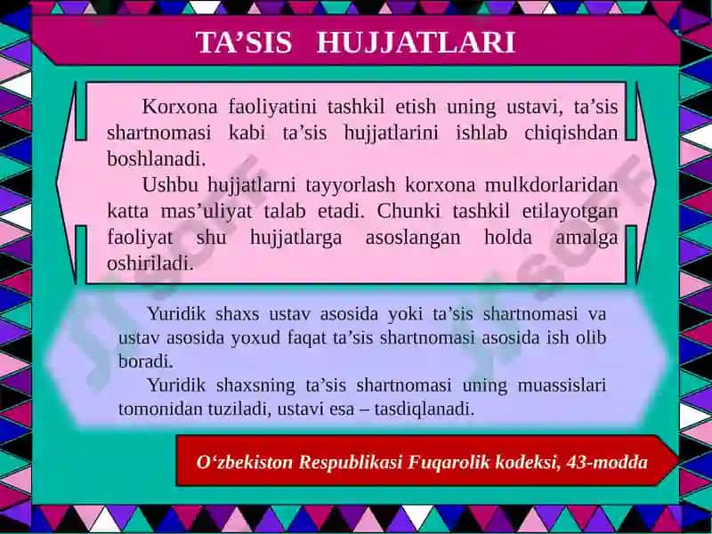 ta'sishujjatlarini ishlab chiqish 2