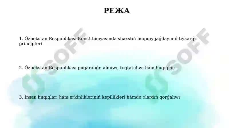 Ózbekstan Respublikasında shaxstıń konstituciyalıq huqıqıy jaǵdayı 2
