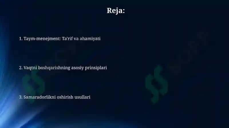 Taym-menejment: Ta'rif va ahamiyati 2