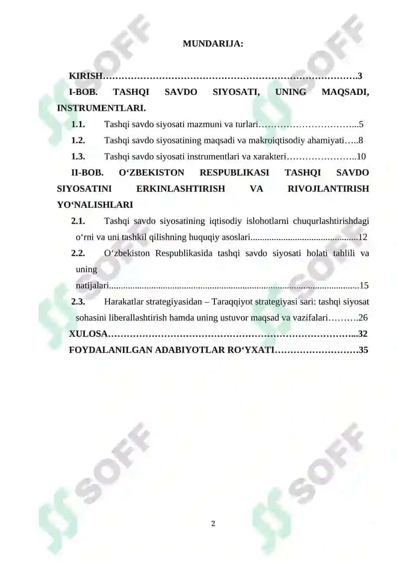 O'zbekiston tashqi savdo siyosatini erkinlashtirish va samaradorligini oshirish yo'llari 2