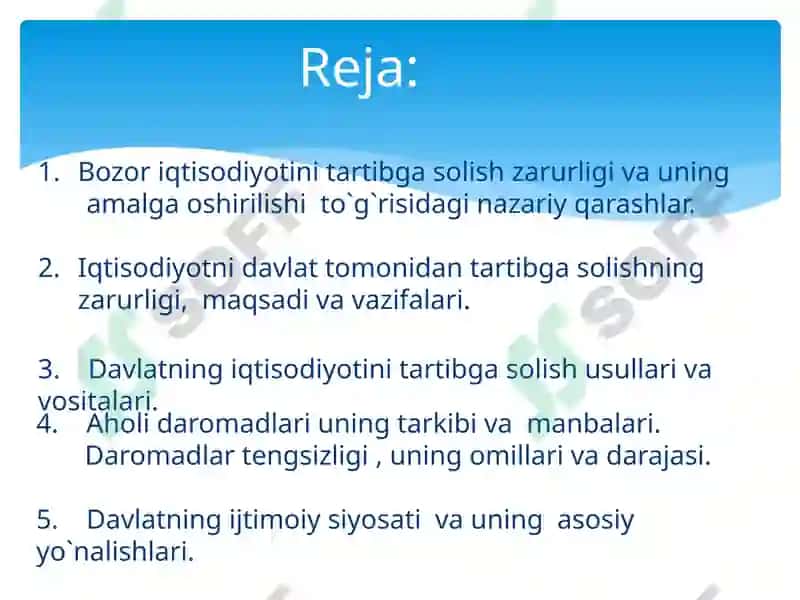 Bozor iqtisodiyotini tartibga solish 2