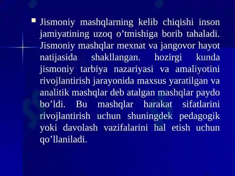 Jismoniy mashqlarning xarakteristikasi 2