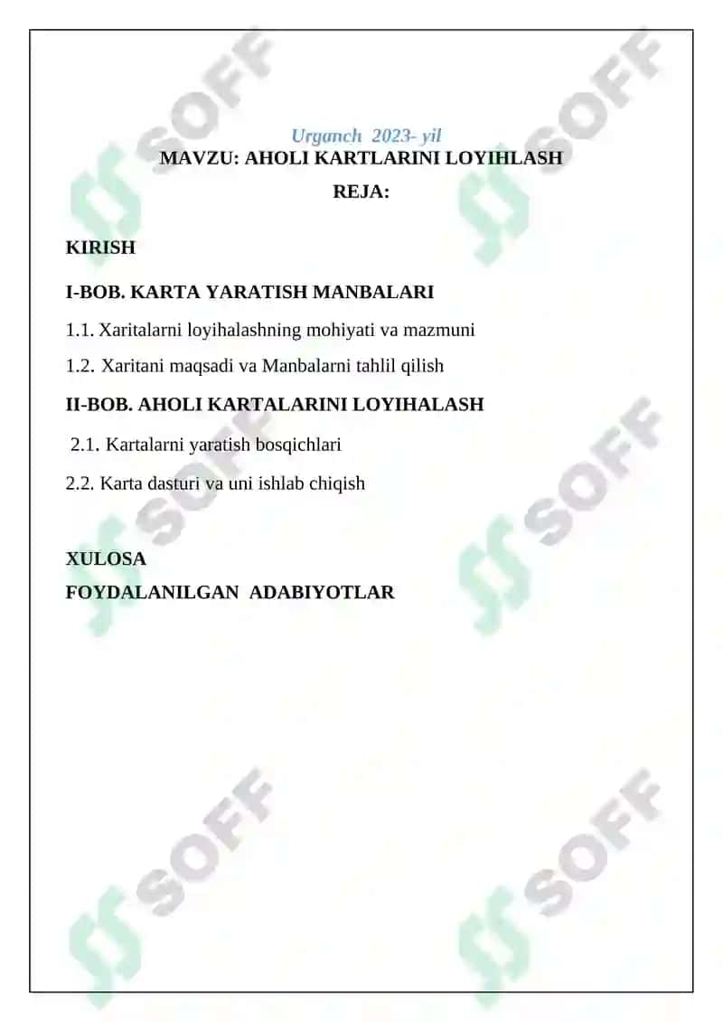 AHOLI KARTLARINI LOYIHLASH 2