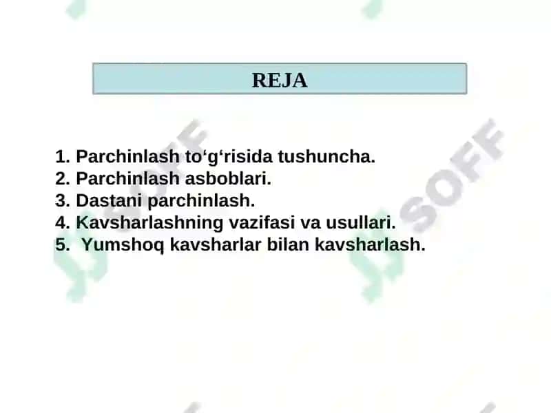 METALLARNI PARCHINLASH VA KAVSHARLASH 2
