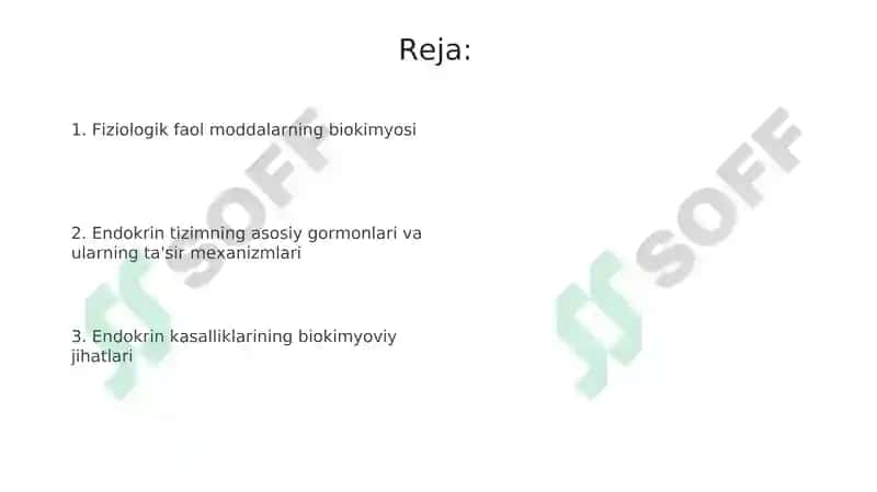 Fiziologik faol moddalar va endokrin tizimi biokimyosi 2