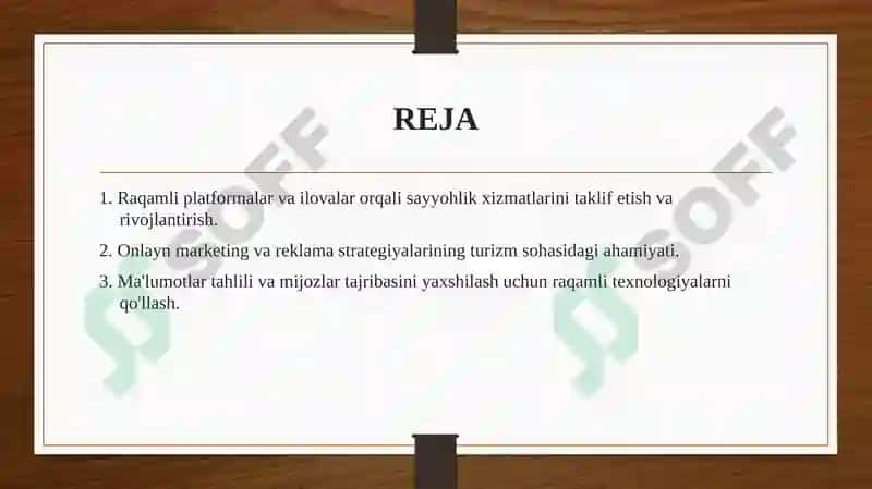 Raqamli platformalar va ilovalar orqali sayyohlik xizmatlarini taklif etish va rivojlantirish 2