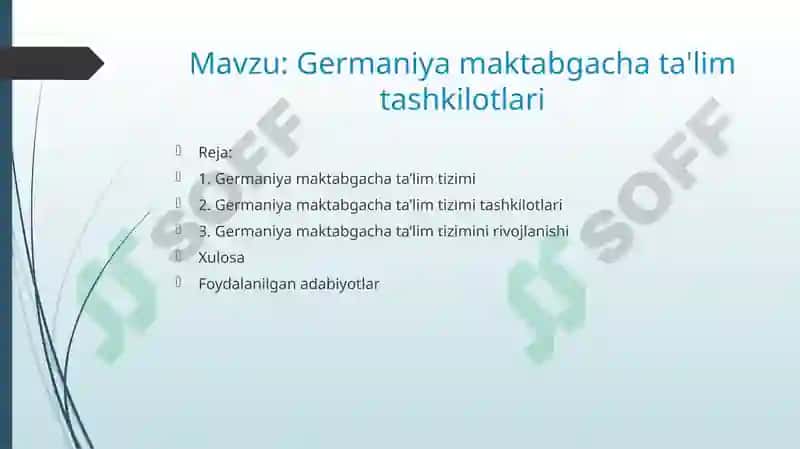 Germaniya maktabgacha ta'lim tashkilotlari 2