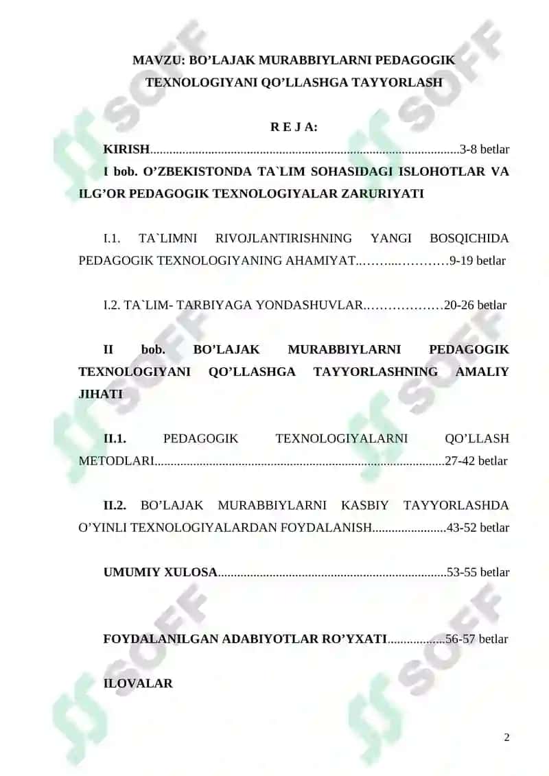 Bo’lajak murabbiylarni pedagogik texnologiyani qo’llashga tayyorlash 2