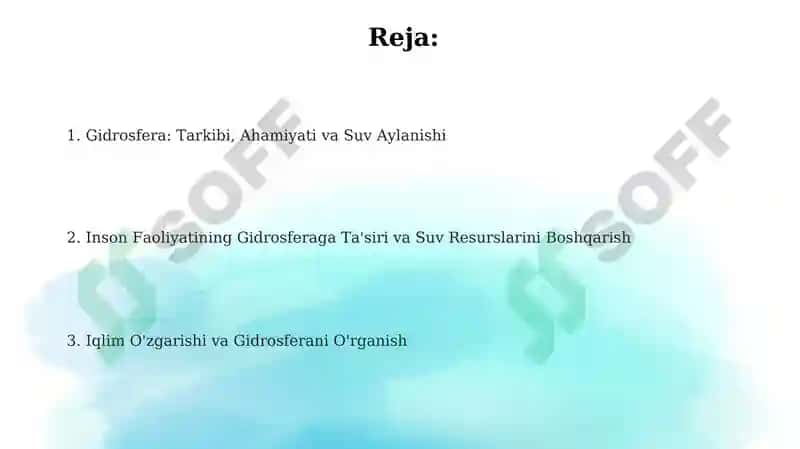 Yerning geografik qobig'i Gidrosfera 2