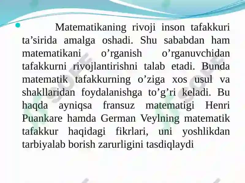 O’quvchilarni matematik tafakkurini rivojlantirish jarayonida masalalarning ahamiyati. Masala yechishda umumiy va xususiy usular 2