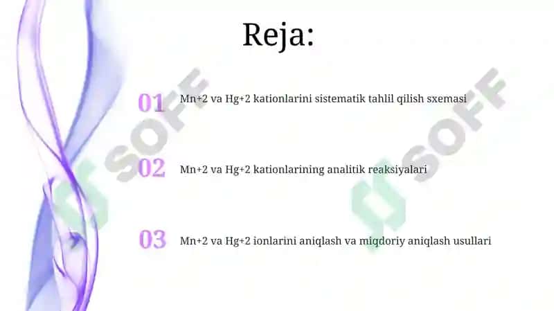 Mn+2 va Hg+2 kationlarini sistematik tahlil qilish sxemasi 2