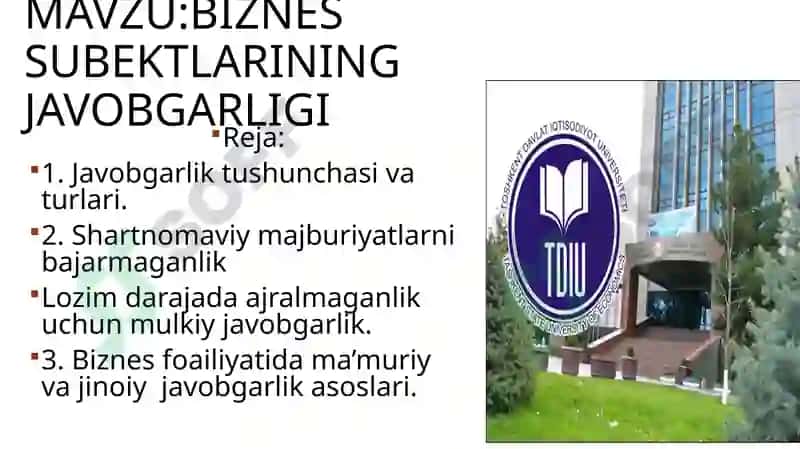 Biznessubektlariningjavobgarligi 2