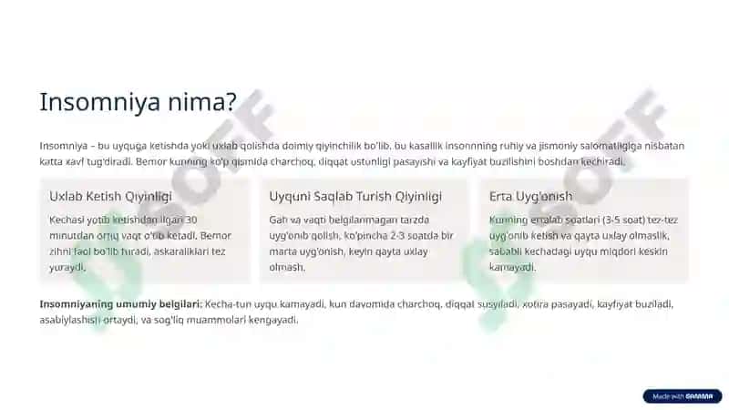 Insomniya (Uyqusizlik): Sabablari, Ko'rinishlari va Qarshi Kurashish Yo'llari 2