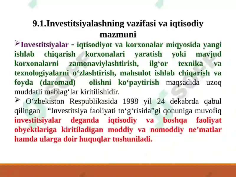 Korxonaning investitsion va innovatsion faoliyati 2