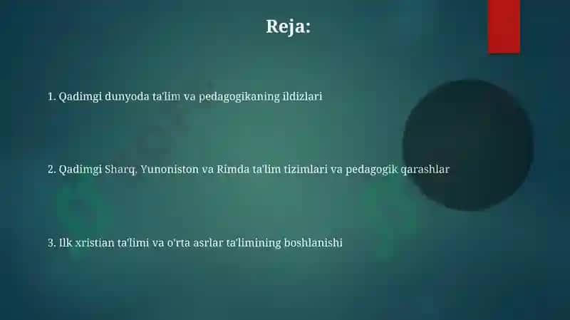 Pedagogika tarixi eng qadimgi davrlardan VII asrgacha ta’lim-tarbiya va pedagogik fikrlar 2