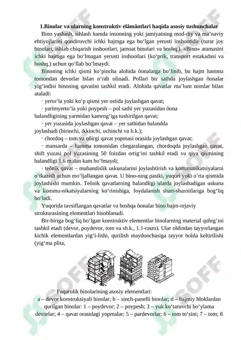SANOAT BINOLARINING KONSTRUKTIV ELEMENTLARI ASOS VA FUNDAMENT USTUN ORAYOPMA YOPMA VA TOMLAR 2