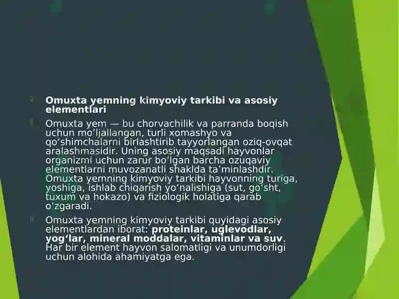 Omuxta yemning kimyoviy tarkibi 2