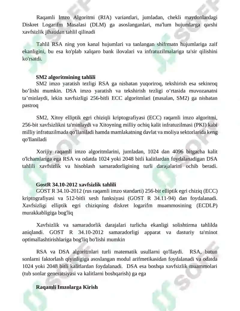 Xorijiy davlatlarning elektron raqamli imzo algoritimlari tahlili 2