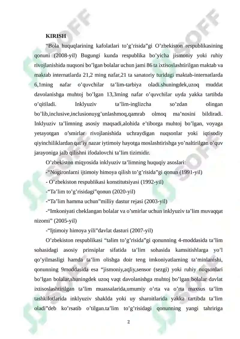 INKLYUZIV TAʼLIMNING HUQUQIY ASOSLARI 2