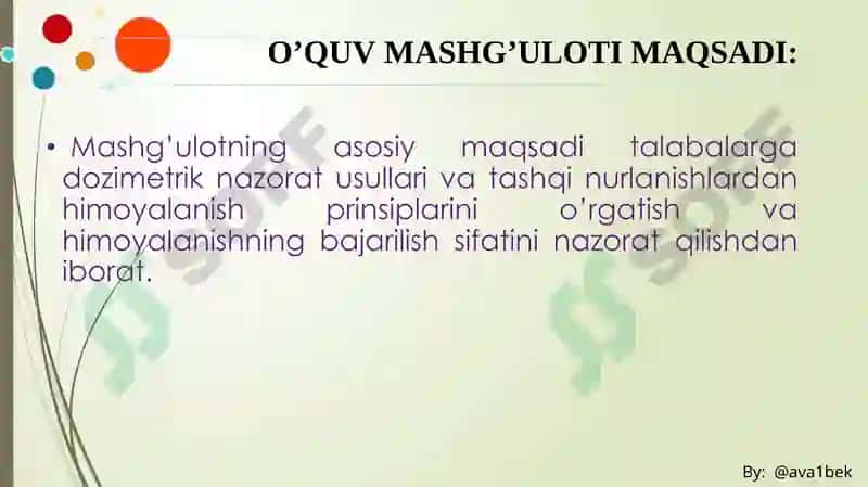 DPM LARDA IONLANTIRUVCHI NURLANISH MANBALARDAN FOYDALANGANDA DOZIMETRIK VA RADIOMETRIK NAZORAT 2