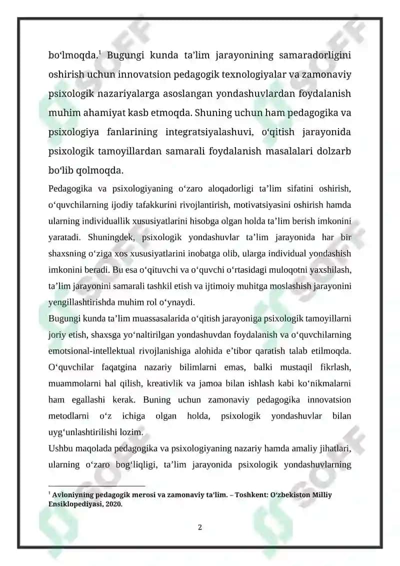 ZAMONAVIY DUNYO PEDAGOGIKA VA PSIXOLOGIYA NAZARY VA AMALIYOTI 2