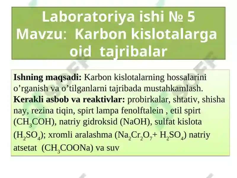 Karbon kislotalar mavzusini o’qitish metodikasi 2