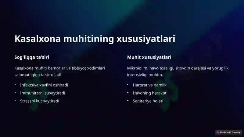 Kasalxona xonalari mikroiqlimining gigiyenik ahamiyati 2