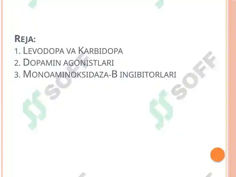 PARKINSON KASALLIGINI DAVOLASHDA ISHLATILADIGAN DORI VOSITALARI 2
