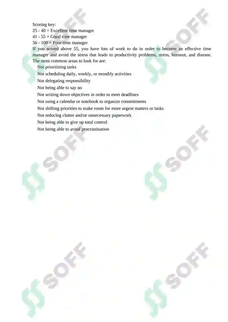 Time Management Skills Test 2
