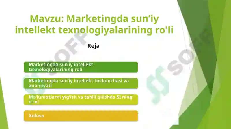 Taqdimot Mavzu: Marketingda sun’iy intellekt texnologiyalarining ro'li 2
