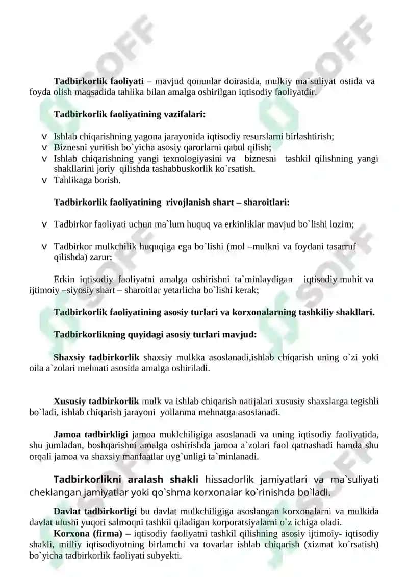 Tadbirkorlik faoliyati 2