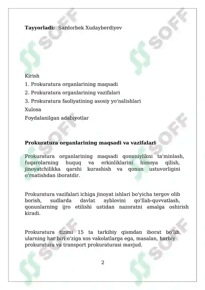 Prokuratura organining faoliyati maqsadi va vazifalari 2