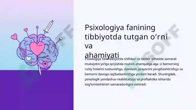 Psixologiyafanining Tibbiyotda Tutgan O'rni va Ahamiyati 2